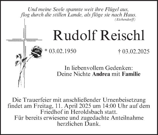 Anzeige von Rudolf Reischl von MGO