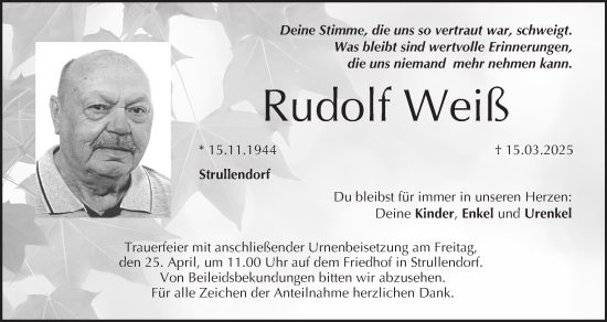 Anzeige von Rudolf Weiß von MGO
