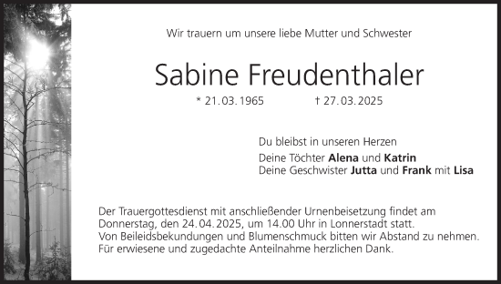 Anzeige von Sabine Freudenthaler von MGO