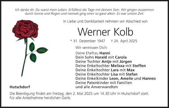 Anzeige von Werner Kolb von MGO