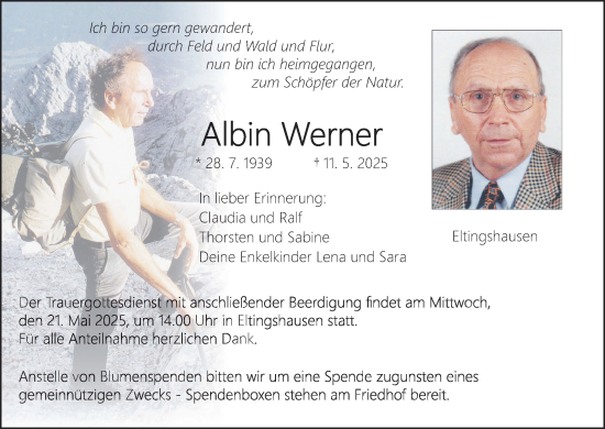 Anzeige von Albin Werner von MGO