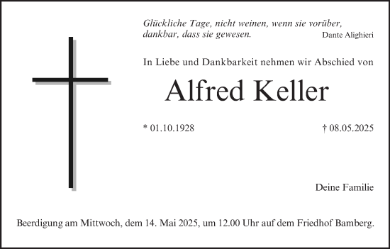 Anzeige von Alfred Keller von MGO