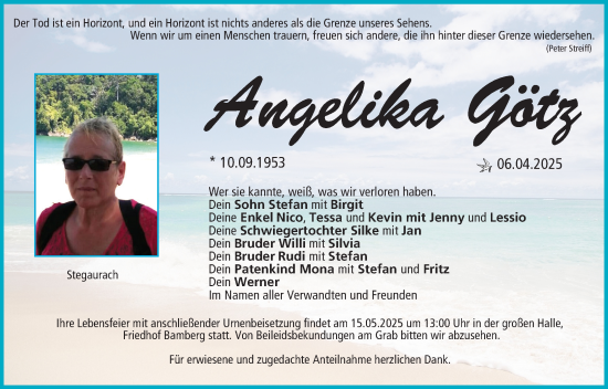 Anzeige von Angelika Götz von MGO