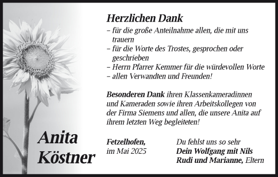 Anzeige von Anita Köstner von MGO