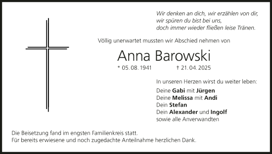 Anzeige von Anna Barowski von MGO