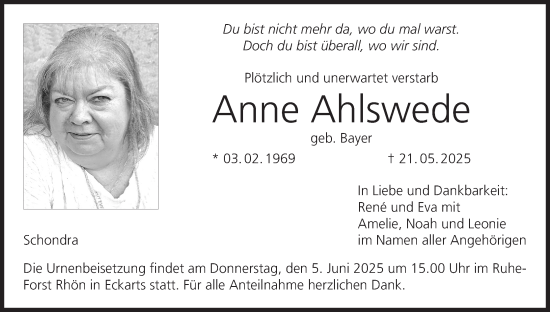 Anzeige von Anne Ahlswede von MGO