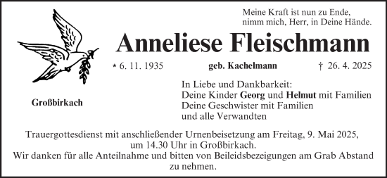 Anzeige von Anneliese Fleischmann von MGO