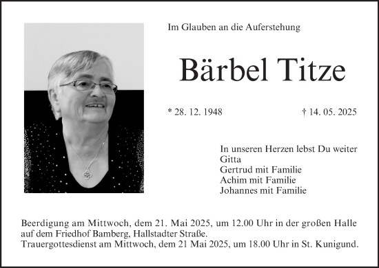 Anzeige von Bärbel Titze von MGO