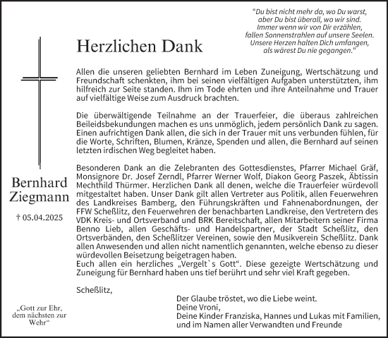 Anzeige von Bernhard Ziegmann von MGO