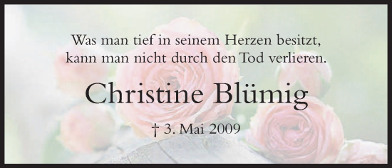 Anzeige von Christine Blümig von MGO