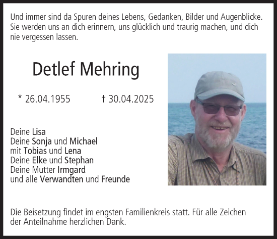 Anzeige von Detlef Mehring von MGO