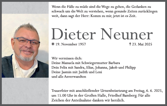 Anzeige von Dieter Neuner von MGO