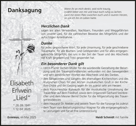 Anzeige von Elisabeth Erlwein von MGO