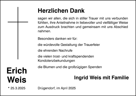 Anzeige von Erich Weis von MGO