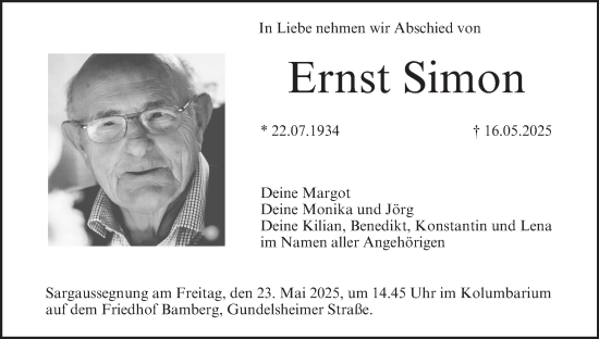 Anzeige von Ernst Simon von MGO