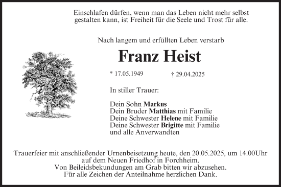 Anzeige von Franz Heist von MGO