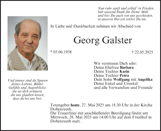 Anzeige von Georg Galster von MGO
