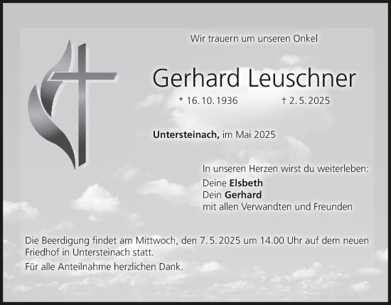 Anzeige von Gerhard Leuschner von MGO