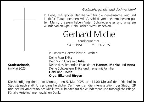 Anzeige von Gerhard Michel von MGO