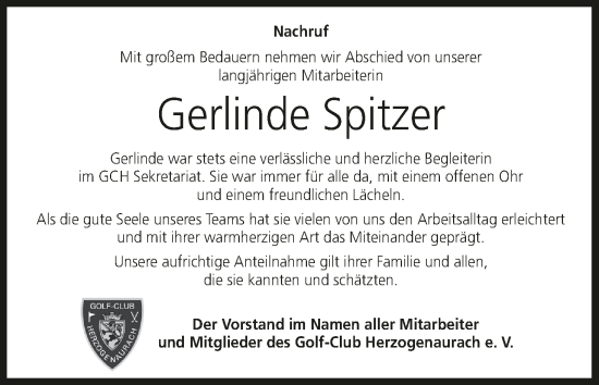Anzeige von Gerlinde Spitzer von MGO