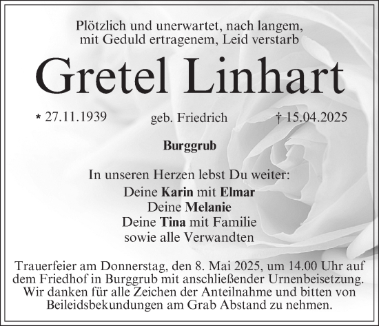 Anzeige von Gretel Linhart von MGO