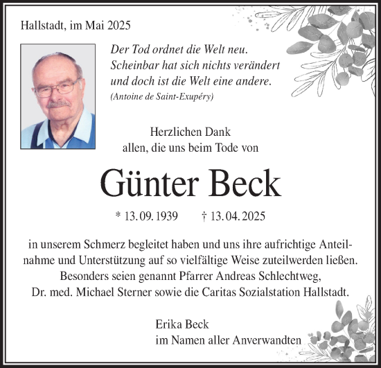 Anzeige von Günter Beck von MGO