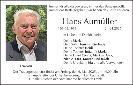 Anzeige von Hans Aumüller von MGO