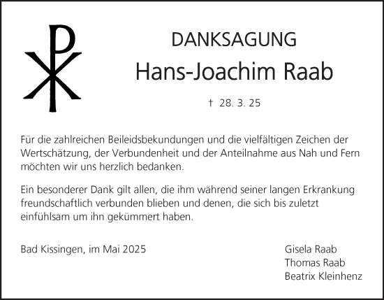 Anzeige von Hans-Joachim Raab von MGO