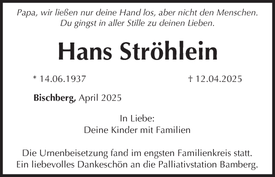 Anzeige von Hans Ströhlein von MGO