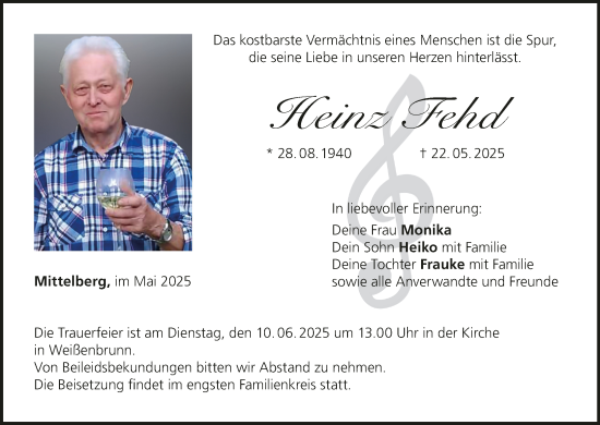 Anzeige von Heinz Fehd von MGO