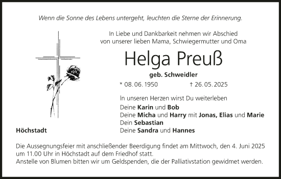 Anzeige von Helga Preuß von MGO