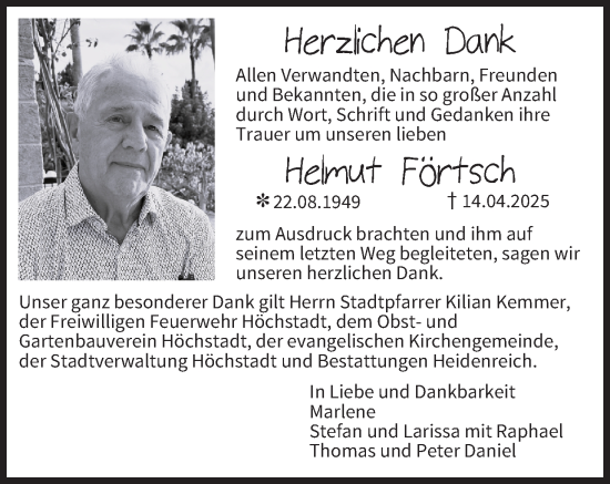 Anzeige von Helmut Förtsch von MGO