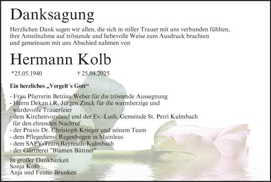 Anzeige von Hermann Kolb von MGO