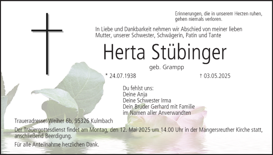 Anzeige von Herta Stübinger von MGO