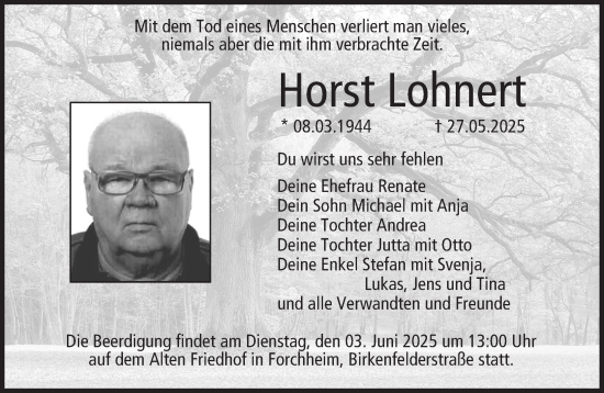 Anzeige von Horst Lohnert von MGO