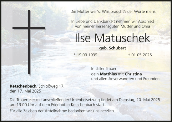 Anzeige von Ilse Matuschek von MGO