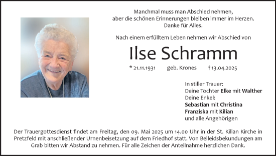 Anzeige von Ilse Schramm von MGO