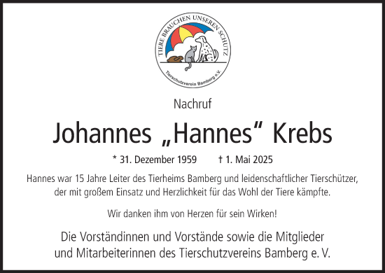 Anzeige von Johannes Krebs von MGO