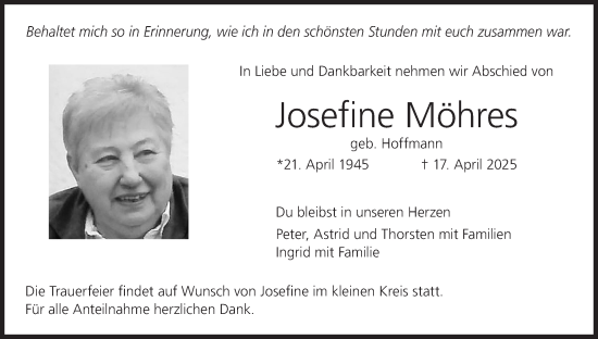 Anzeige von Josefine Möhres von MGO
