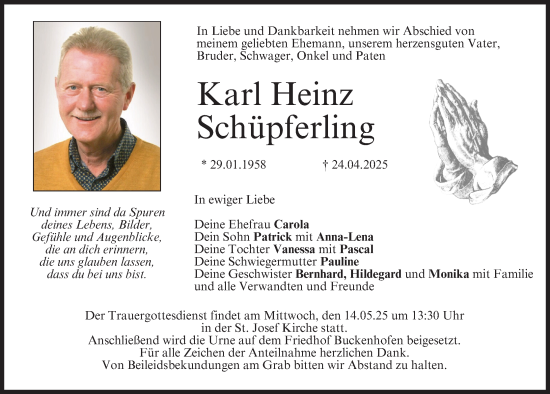 Anzeige von Karl Heinz Schüpferling von MGO