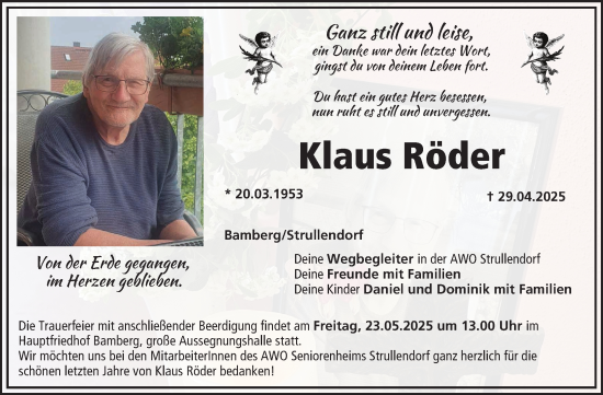 Anzeige von Klaus Röder von MGO