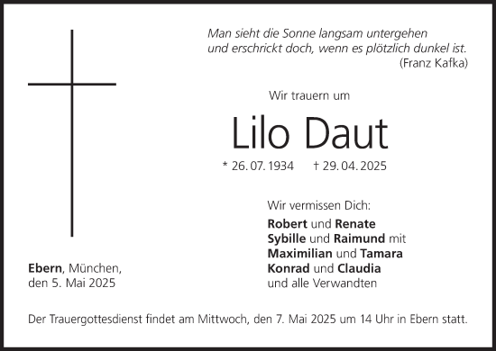 Anzeige von Lilo Daut von MGO