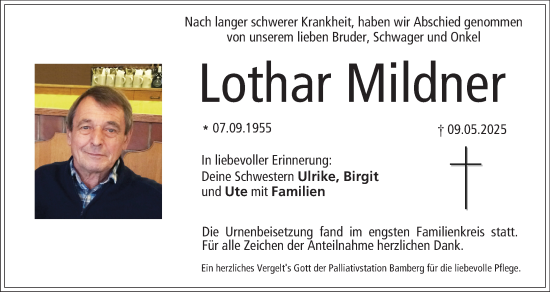 Anzeige von Lothar Mildner von MGO