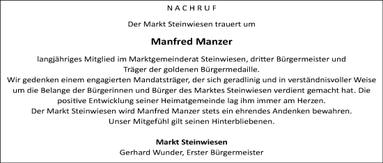 Anzeige von Manfred Manzer von MGO