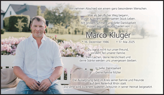 Anzeige von Marco Kluger von MGO