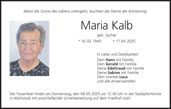 Anzeige von Maria Kalb von MGO