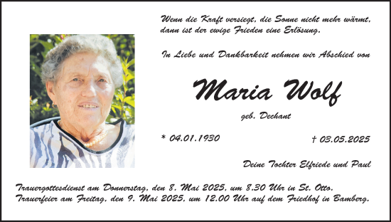 Anzeige von Maria Wolf von MGO