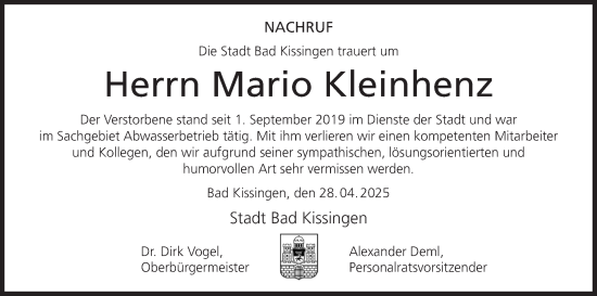 Anzeige von Mario Kleinhenz von MGO