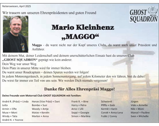 Anzeige von Mario Kleinhenz von MGO