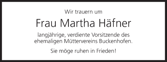 Anzeige von Martha Häfner von MGO